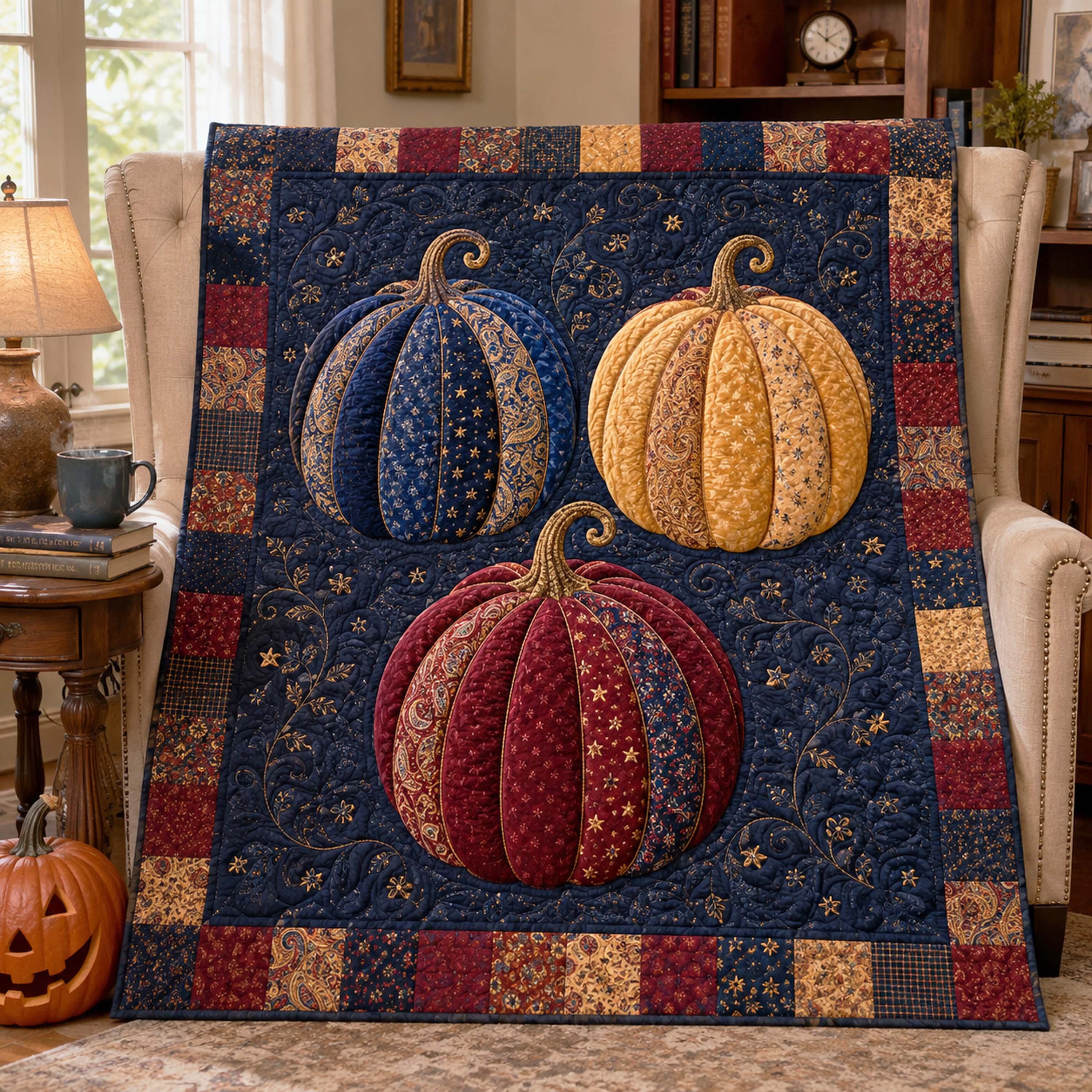 Pumpkin Season Quilted Blanket NCU0TD3079